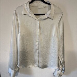 Aritzia Wilfred Elegant White Satin Blouse